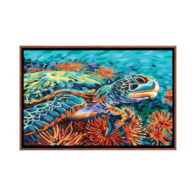 Mer chérie I de Carolee Vitaletti - reproduction d'art, H 26 po x l 40 po x 1,5 po, Toile avec cadre brun, Aucun mat