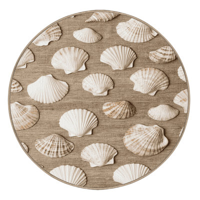 Washable Conch Collection Coastal Area Rug
