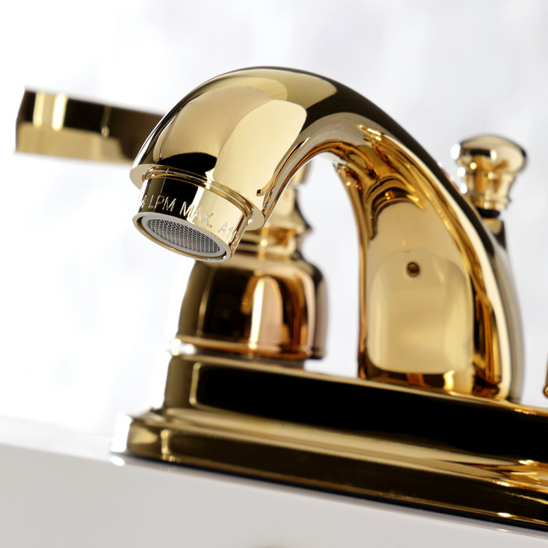 Robinet de salle de bain central à 4 poignées à 3 trous à fixation sur le comptoir avec poignée escamotable en laiton Kingston