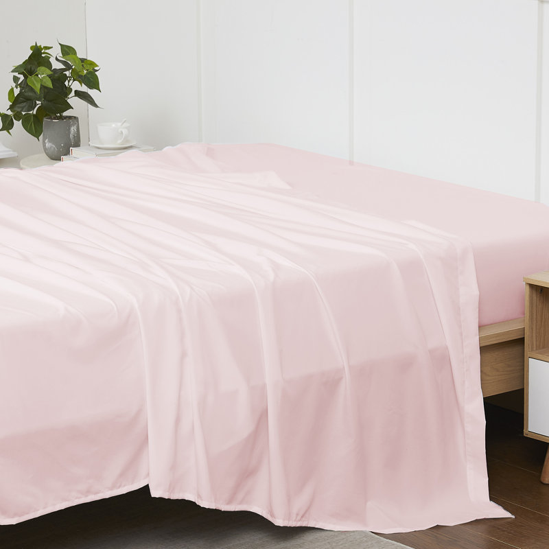 Single Flat/Top Sheet Only, Ultra Soft Double Brushed Microfiber, Queen Flat Sheet, Pink