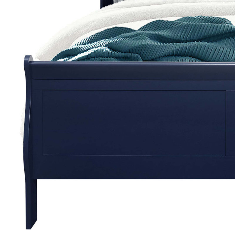 Lit-bateau de style CHARLSTON avec éclairage DEL, design transitionnel au fini bleu pour les chambres modernes