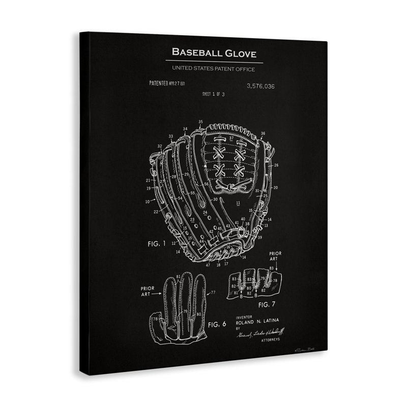 Art mural sur toile, "Baseball Glove" par Susan Ball, H 20 po x l 16 po