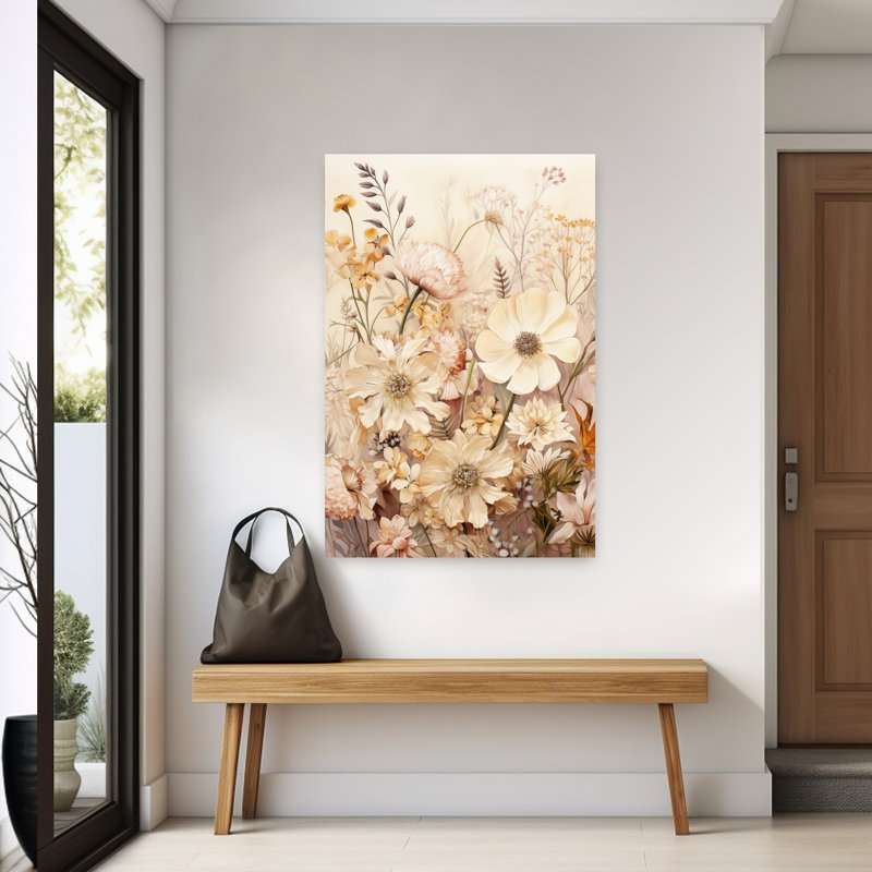 Art contemporain, paysage de marguerite abstraite, H 60 po x l 40 po