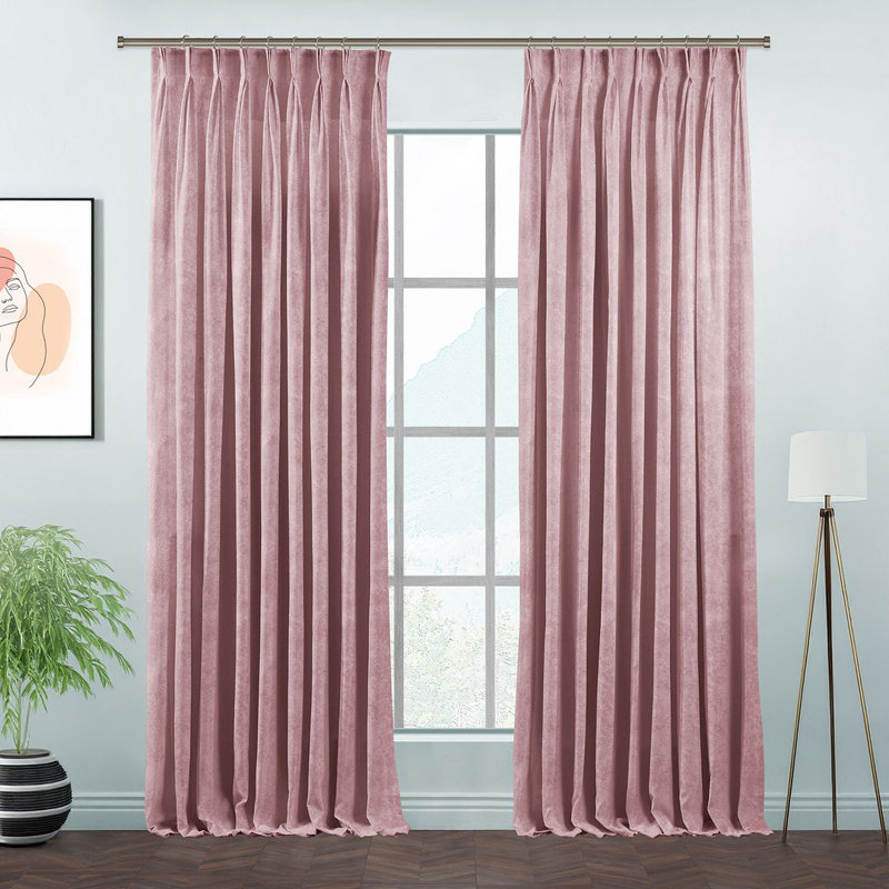 Room Darkening Single Curtain Panel, Pink, 65 W x 265 D cm