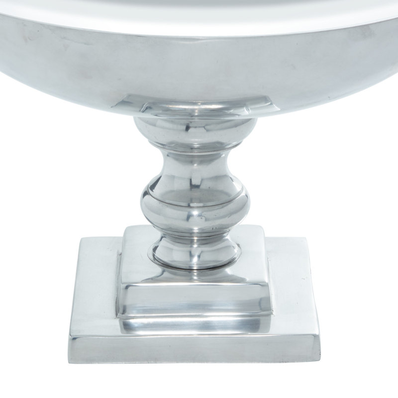 Elegant Silver Aluminum Traditional Decorative Bowl with Stand