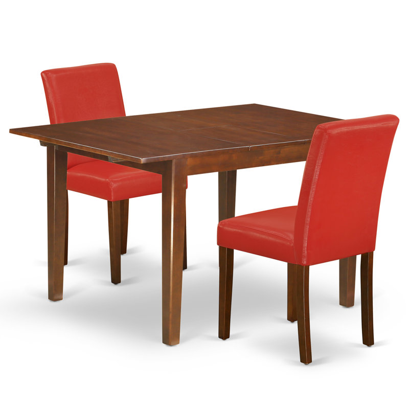 Pointsettia 2 - Person Solid Wood Solid Wood Top Four Leg Dining Set, 30”H x 54”L x 36”W, Firebrick Red, Mahogany