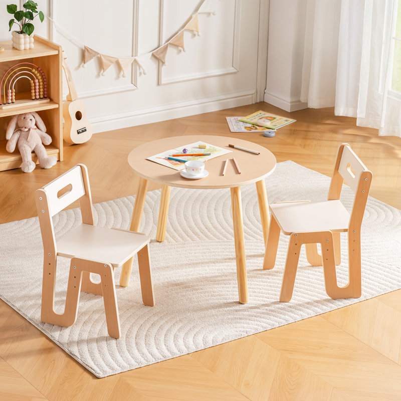 Kids' Round Table and 2-Chair Set, Interactive Play & Learning Furniture
