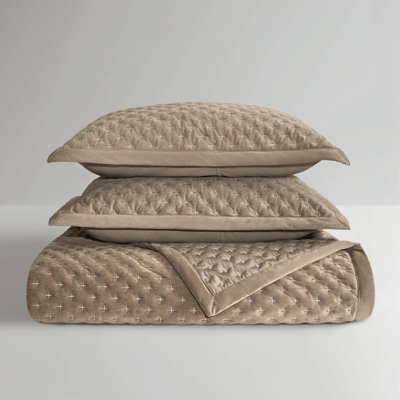 Velvet Bedding Sets, 3 Piece King Coverlet Modern Home