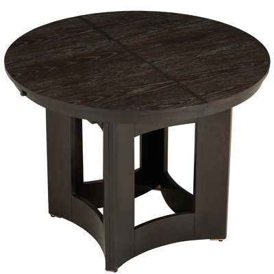 Farmhouse Extendable Round Dining Table with 16inch Removable Leaf for Small Places, Espresso