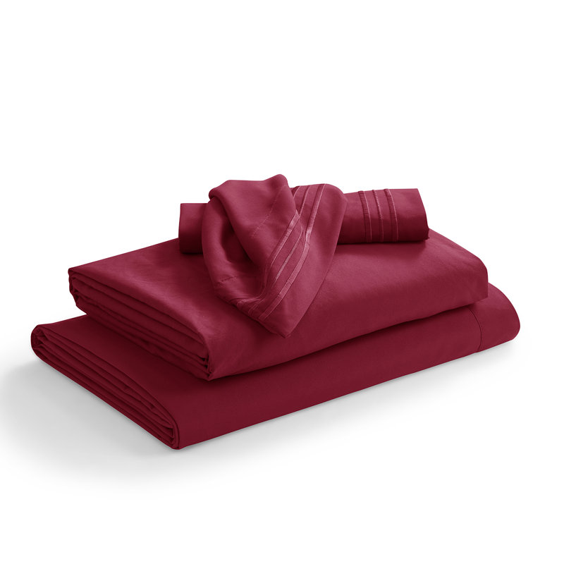  Ensemble de draps hypoallergéniques à double brossage 1800 Series, Ensemble de draps pour grand lit avec 2 taies d'or