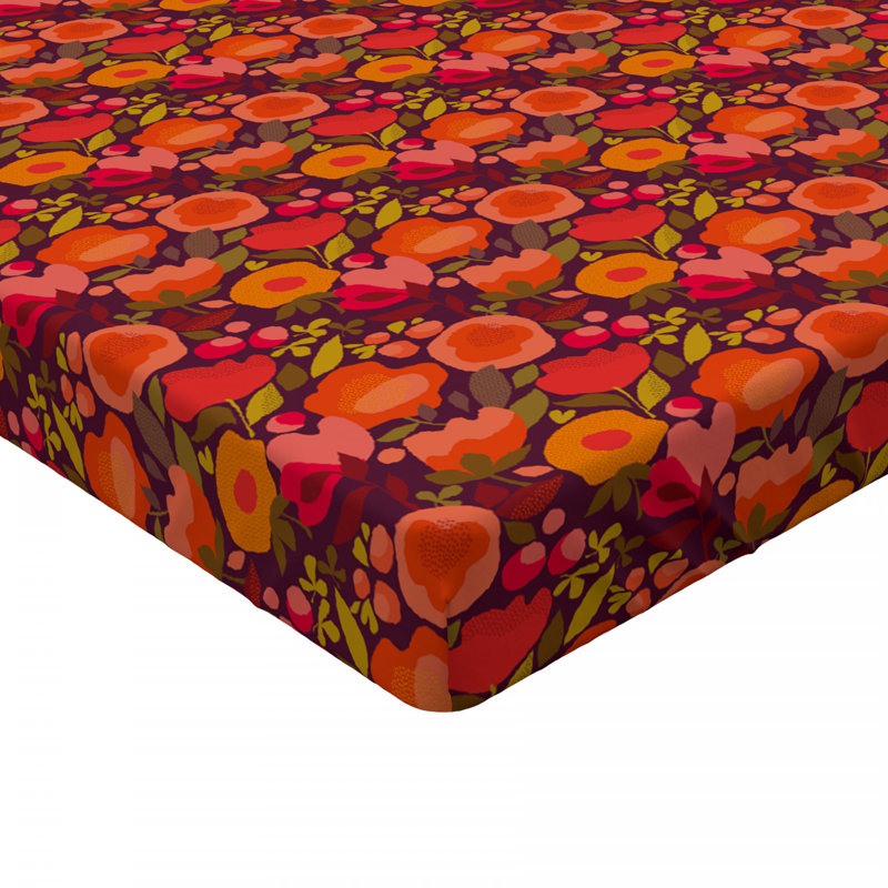 Microfiber Animal Print Fitted Sheet, Full Fitted Sheet, Pink/Orange/Purple Damask