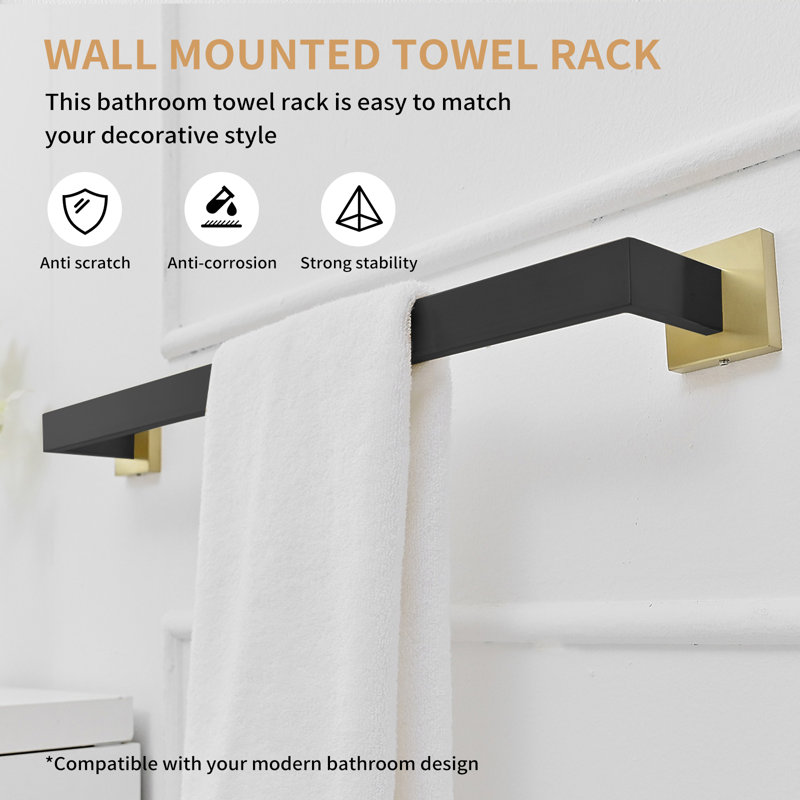 21.9'' 1 Towel Bar, Black/Gold