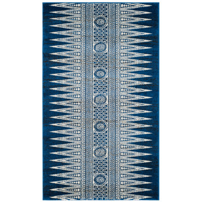 Allard Geometric Royal Blue/Ivory Area Rug