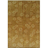Brown Hand-Knotted Wool Stylized Floral Burst Geometric Modern Contemporary Carpet Rug