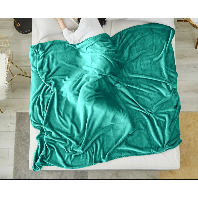 Plain Weave / Muslin Throw Blanket, Turquoise, Queen