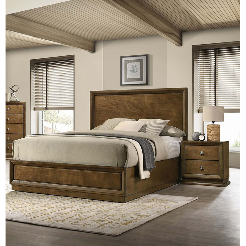 Transitional Style Bed 2X Nightstands 3Pc Set Bedroom, Full
