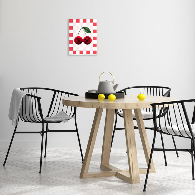 Disco Cherries on Checkered Wall Plaque, design by Marcus Prime