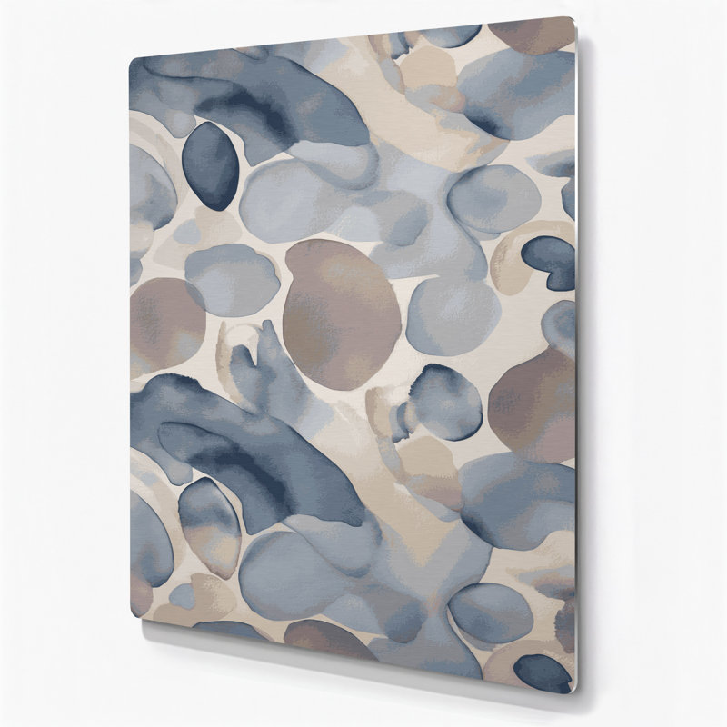 Abstrait aquarelle 96, art mural gris en métal