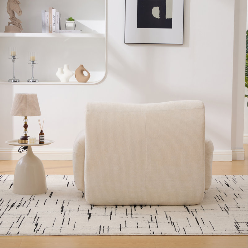 Fauteuil d'appoint large et surdimensionné rembourré, Beige