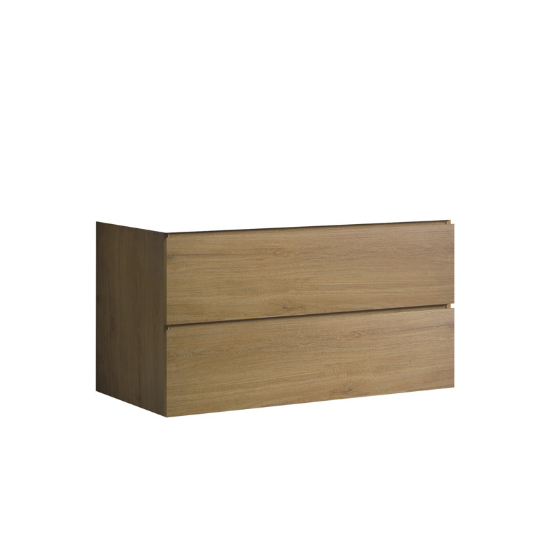 Armoire murale moderne en chêne naturel, deux tiroirs pour salle de bain organisée sans lavabo fonctionnel