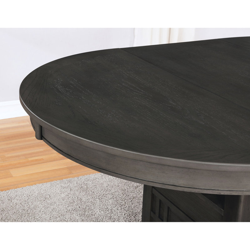 Table de salle à manger à rallonge ovale gris moyen de 41,4 po de longueur, 30,5 po de hauteur, avec rangement, pour une table de 4 po et 42 po de large