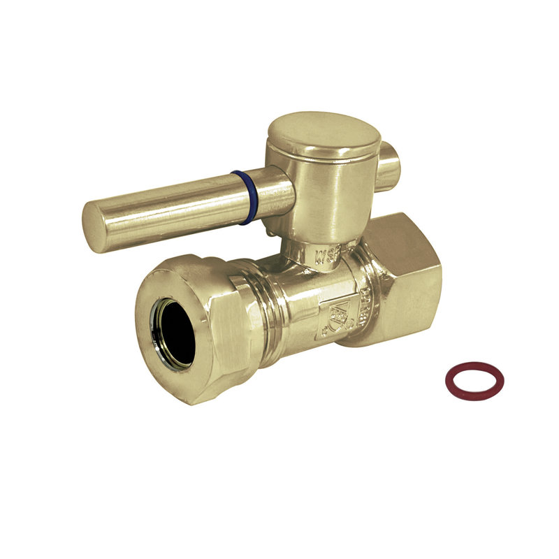 Kingston Brass Concord 1/2-Inch FIP x 1/2 or 7/16-Inch Slip Joint Quarter-Turn Straight Stop Valve, Polished Brass