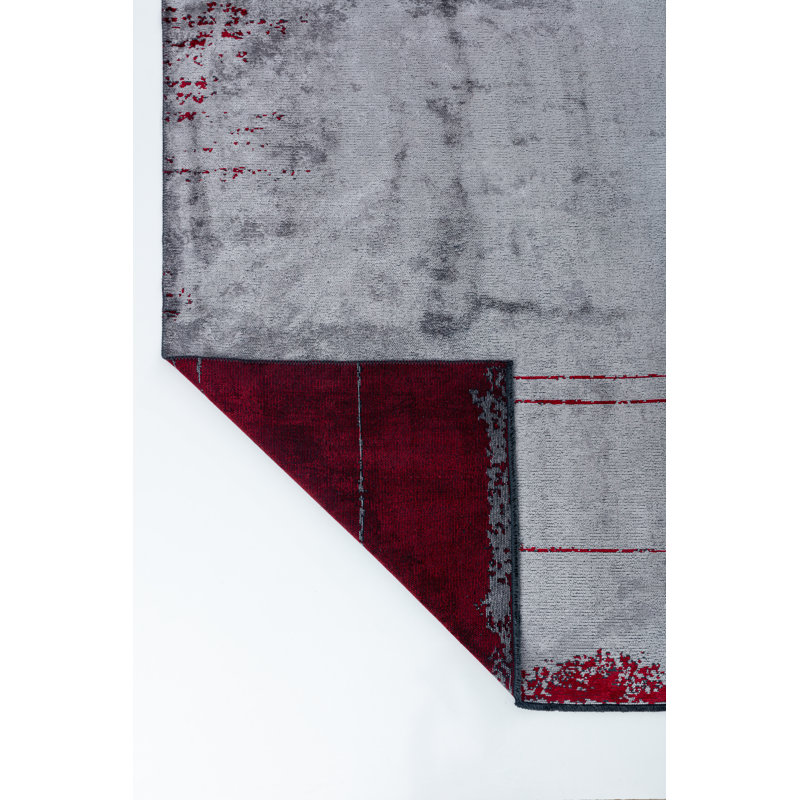 Rapture Red/Gray Luxury Area Rug, Rectangle 7'10" x 9'10"