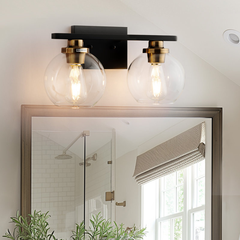 Ventana Dimmable Globe Bathroom Vanity Light, Black/Gold, 2