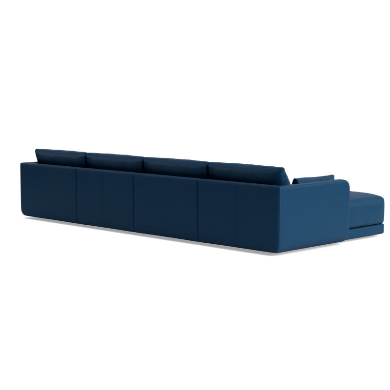 Eva Double Chaise Sectional, Bison Deep Blue Top Grain Leather