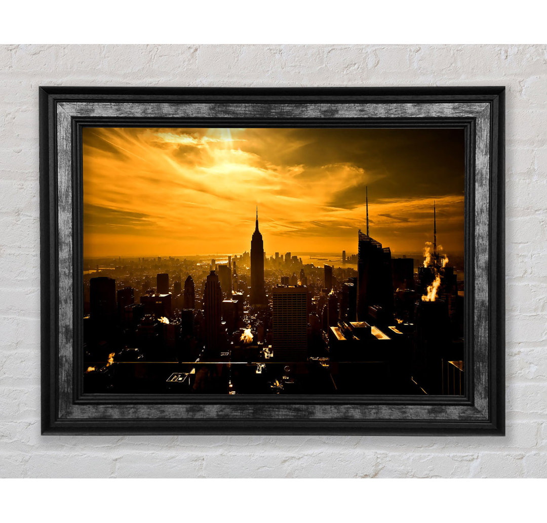 Empire State Building New York City Goldener Sonnenuntergang - Einzelne Bilderrahmen Kunstdrucke