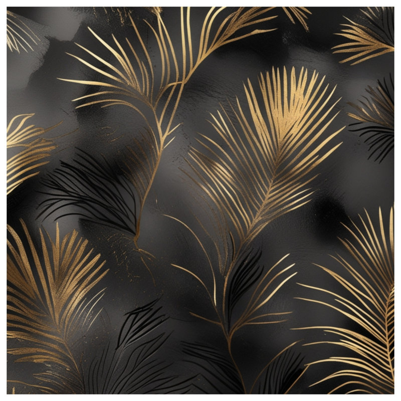 Couvertures dorées à feuilles de palmier, L 50 po x H 60 po