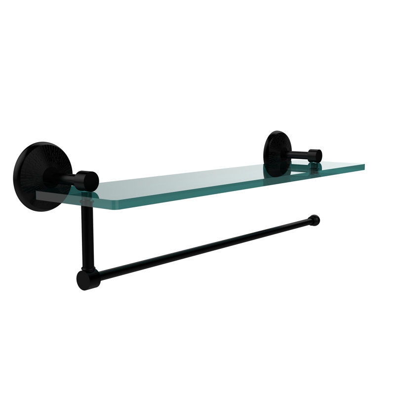 Marchmont Bracket Shelf with Towel Bar, Matte Black,  5" H x 16" W x 5" D