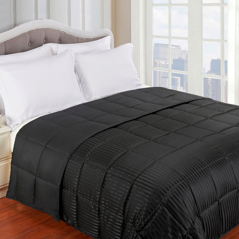 All Season Reversible Down Alternative Blanket, Black, King