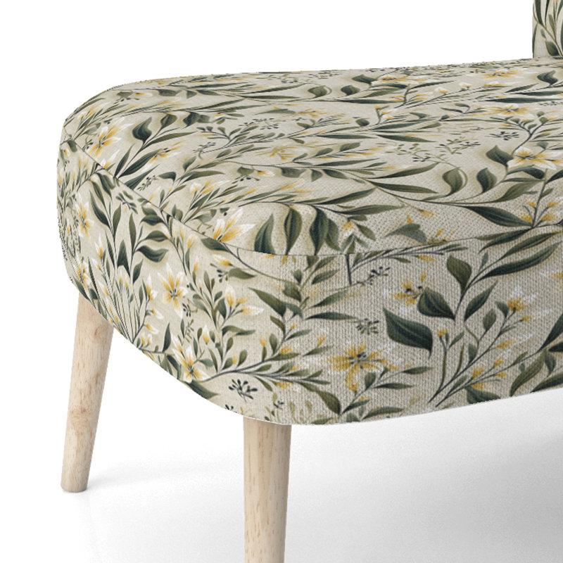 Zen Foliage - Chaise d'appoint rembourrée scandinave, chaise d'appoint verte