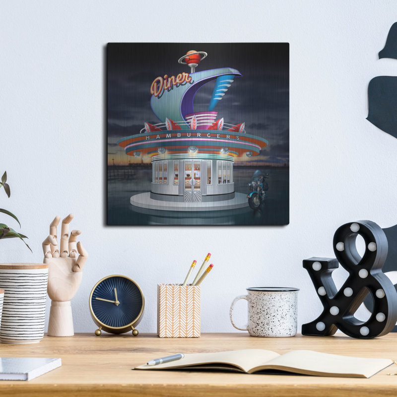Art mural en métal «Diner» par Bigelow, H 12 po x l 12 po