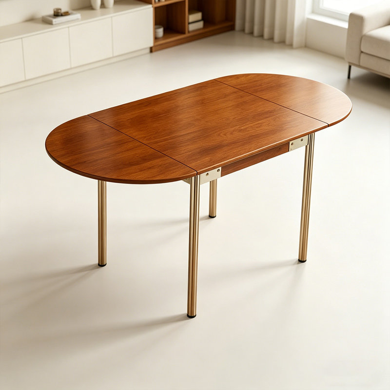 Table de salle à manger brune en bois massif ovale