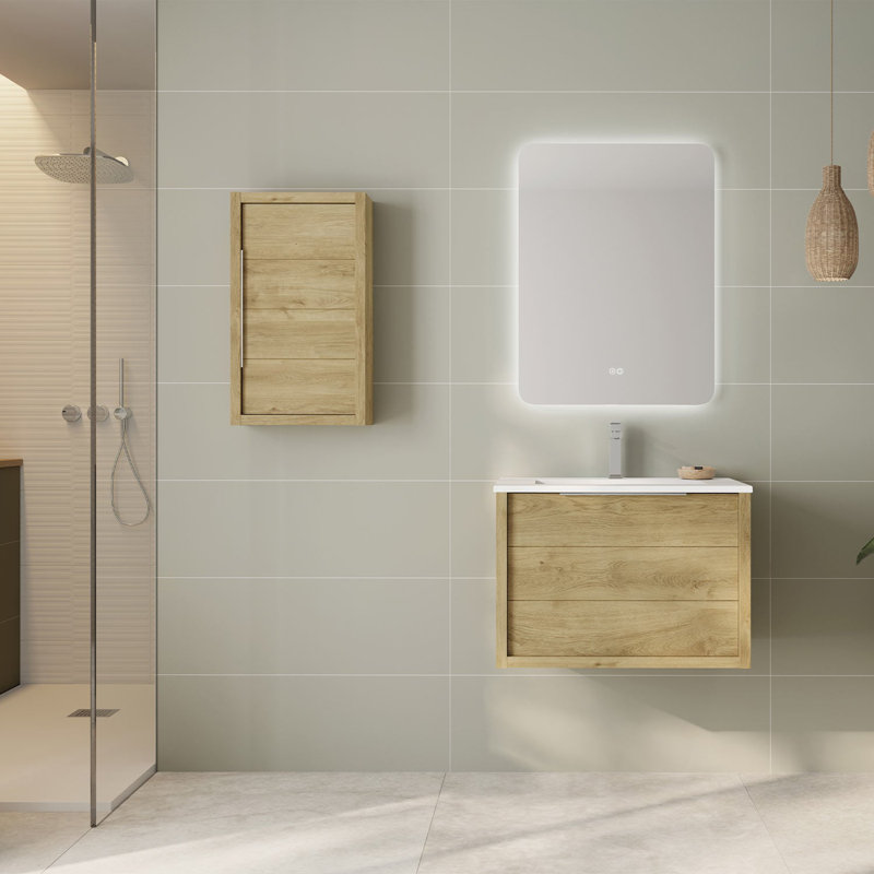 Armoire de salle de bain , Chêne, brillant, 24"