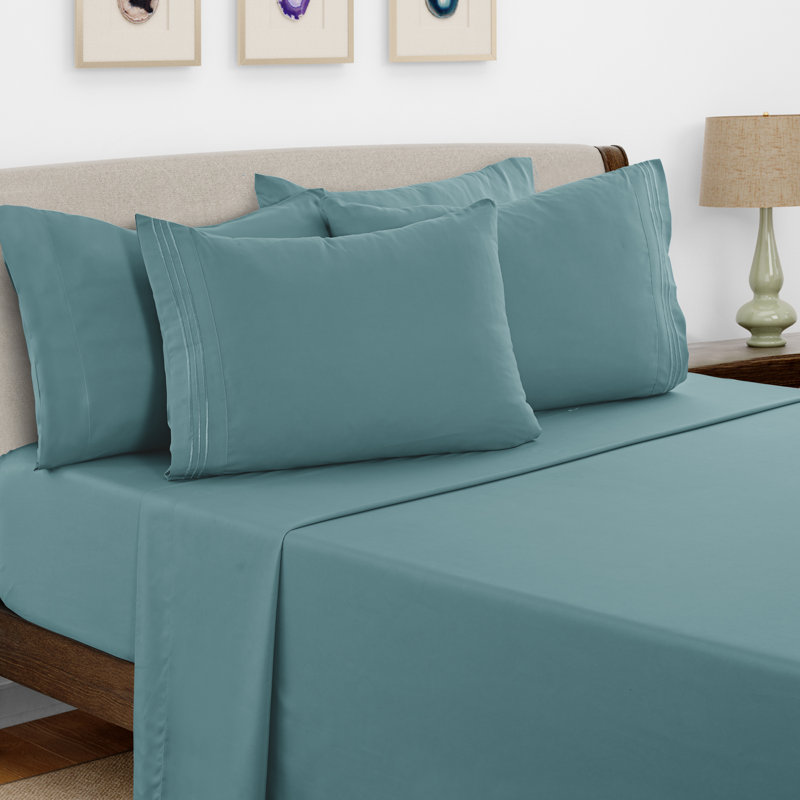 Lux Decor 6-Piece Ultra-Soft Microfiber Sheet Set Deep Pocket Fitted Sheet, Wrinkle & Fade-Resistant, Hotel Quality Bedding