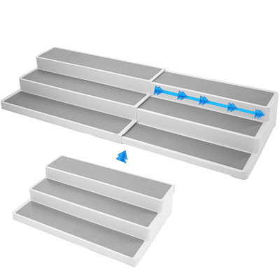 Étagère à épices antidérapante à 3 niveaux pour armoire de cuisine et organisateur de comptoir avec longueur réglable de 15,5 à 26,5 po - blanc / gris 