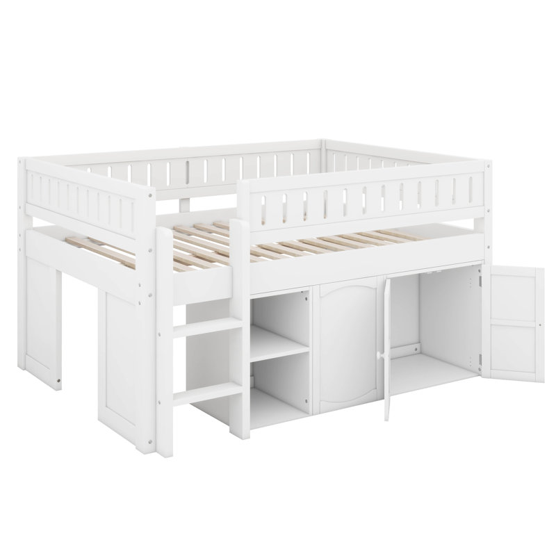 Full Loft Bed , Trundle Bed Included, White