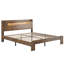 Lit plateforme double, cadre de lit en bois rustique avec tête de lit à DEL avec rangement et station de charge pour chambre à coucher, brun foncé-1581756577