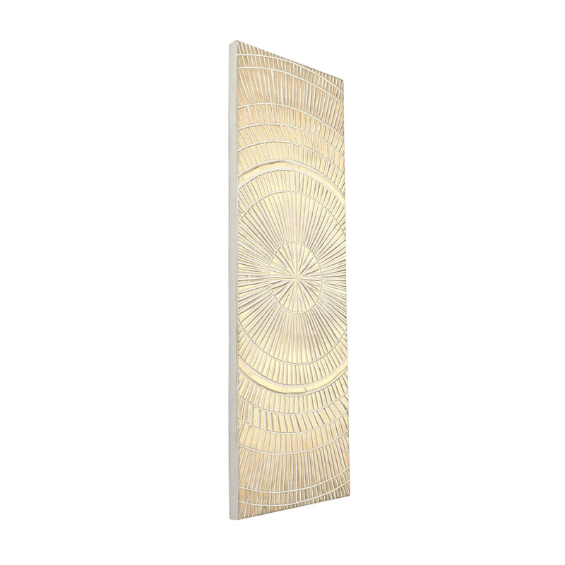 Décoration murale géométrique en bois sculptée à la main, Or, H 35,7 po x l 11,8 po x P 1,1 po
