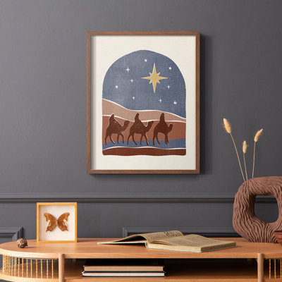 Boho Nativité II, reproduction encadrée - bois massif