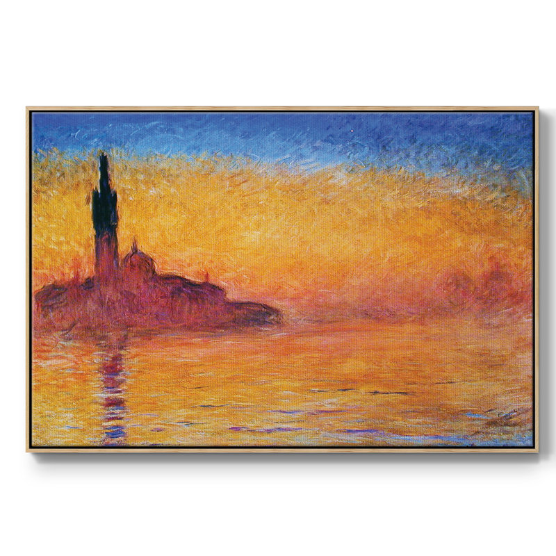 Monet - reproduction de cadre flottant sur toile, Cadre en bois naturel, H 25 po x l 37 po x P 2 po