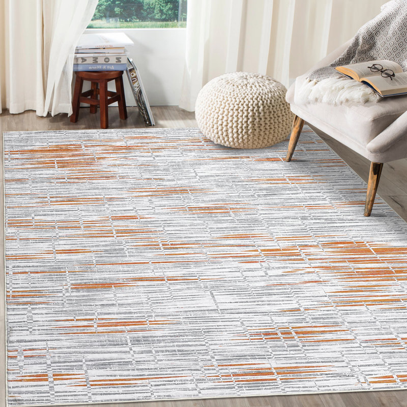 Machine Washable Rug with Rubber Backing for Living Room Modern Non-Slip Dining Room Rug Easy-Cleaning Floor Carpet for Bedroom Office Playroom