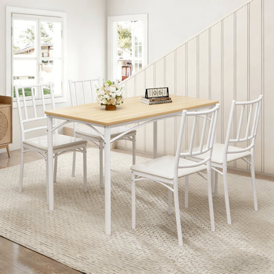 Ensemble de table de salle à manger, table de bar avec 4 bancs de salle à manger, comptoir de table de cuisine avec chaises, table de petit déjeuner industrielle pour la cuisine, salon, salle de fête
