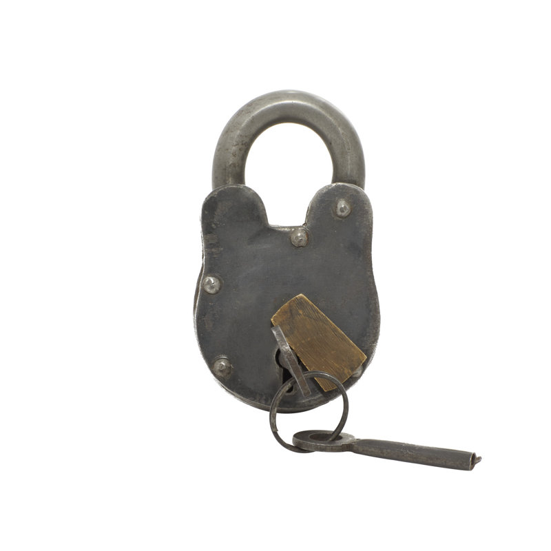 Serrure et clé Dominick, Gris patiné, H 2,35 po x l 2 po x P 4 po
