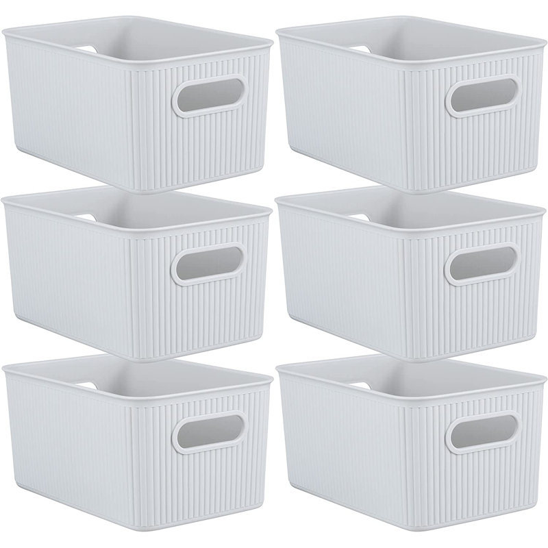 Paniers de rangement en plastique, Blanc cassé, 6