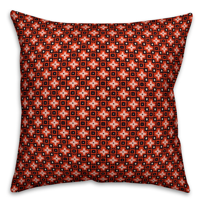 Floral Pillow Cover, 18" x 18", Red
