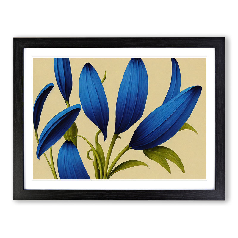 Royal Flowers 1 Piece Single Picture Frame Wall Art, 46cm H x 64cm W x 2cm D, Black Framed